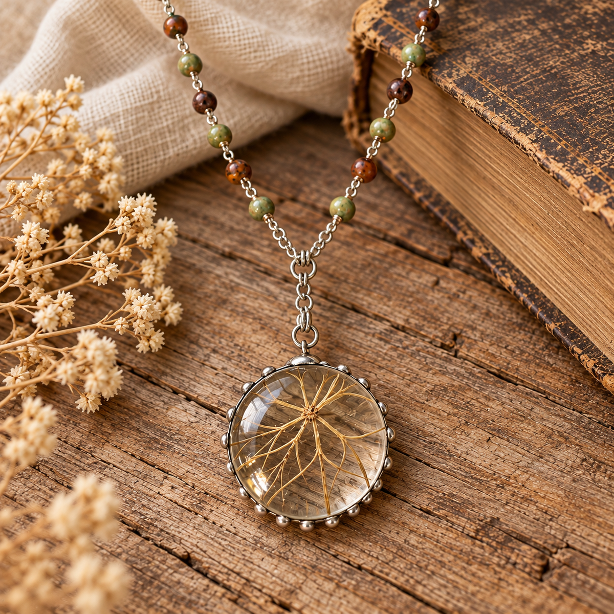Queen Anne’s Lace Jasper and Jade Necklace