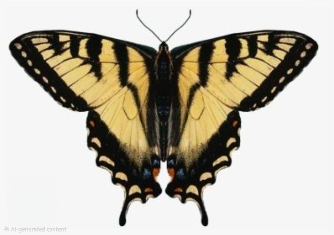 Eastern Tiger Swallowtail Laminated Forewing Earrings with Black Beads