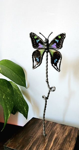 Purple Spotted Swallowtail Butterfly Stand Decor, Real Butterfly Wing Home Decor, Nature Art