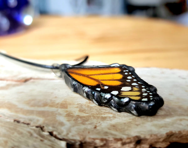 Monarch Butterfly Forwing Pendant, Monarch Necklace