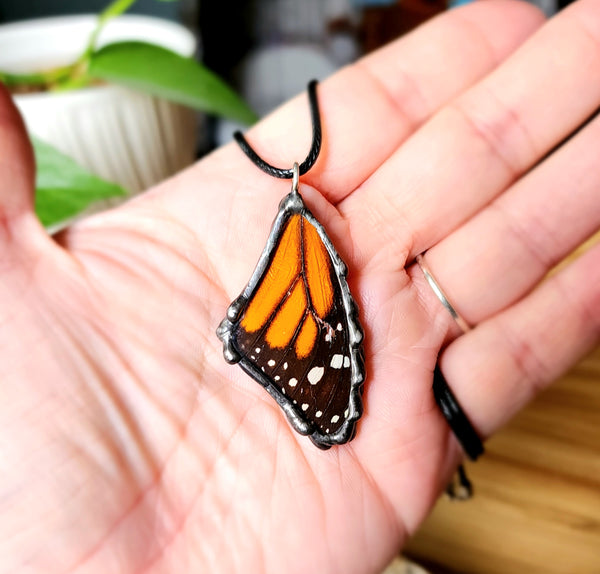 Monarch Butterfly Wibg Necklace, Monarch Pendant