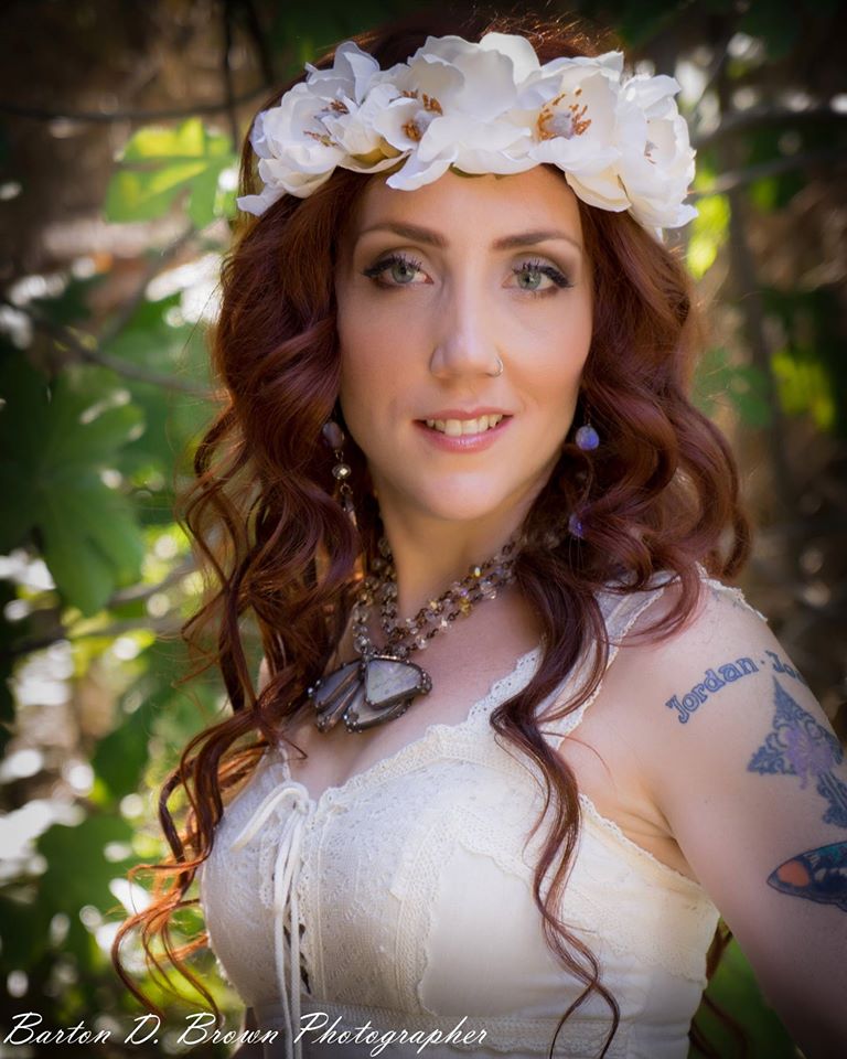 Here comes the bride in her custom copper necklace with a salamis parhassus buttery and matching earrings
