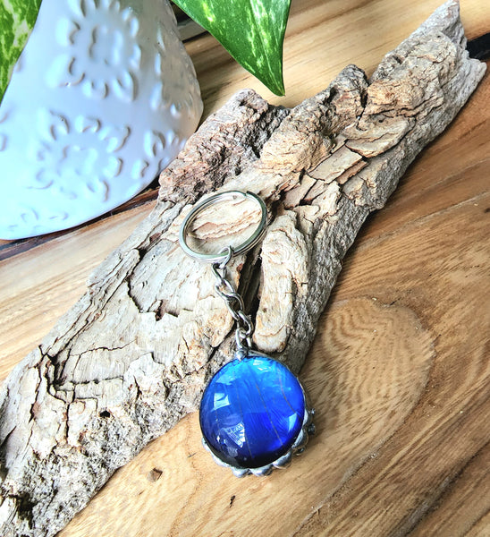 Blue Morpho Butterfly keychain