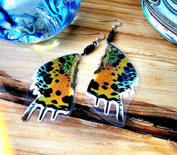 Madagascan Sunset Moth Wing Earrings