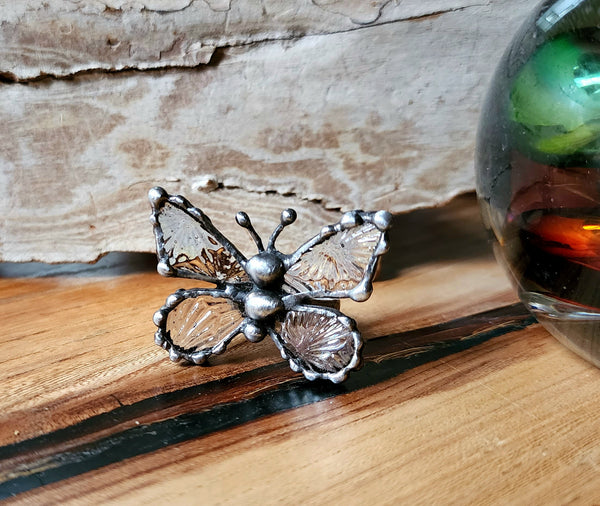 Aurora Borealis Starburst  Stained-Glass Butterfly Ring