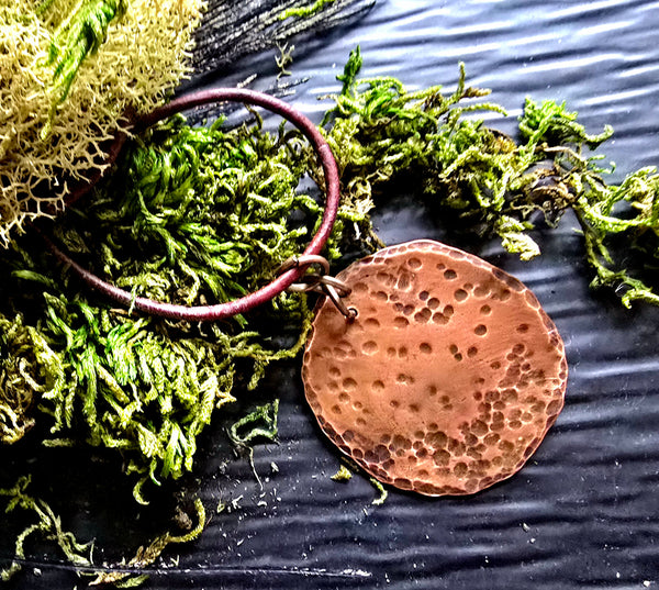 Hammered Reclaimed Copper Pendant Necklace