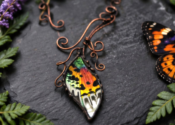 Copper Vine Torc with Madagascan Sunset Moth