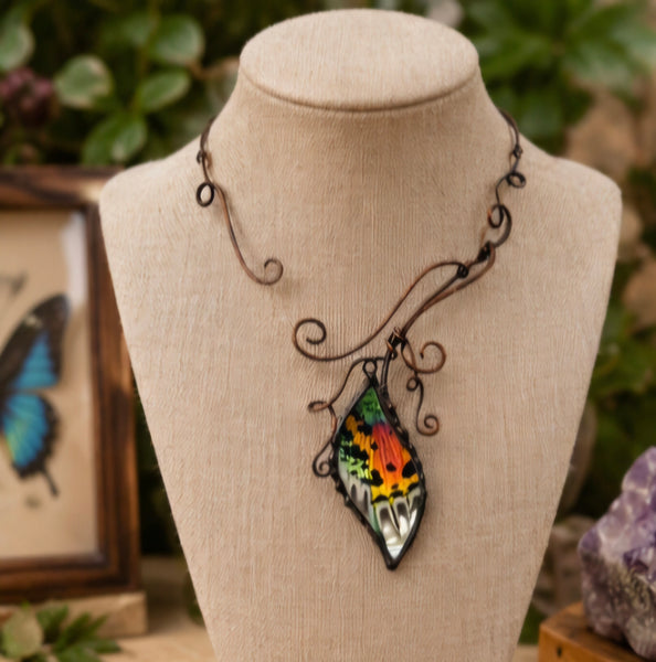 Copper Vine Torc with Madagascan Sunset Moth