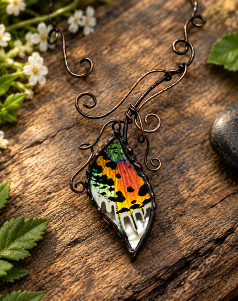 Copper Vine Torc with Madagascan Sunset Moth