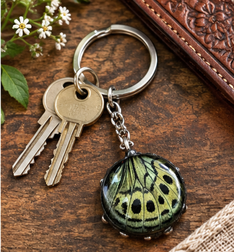 Leprieur’s Glory Butterfly Hindwing Round Glass Keychain