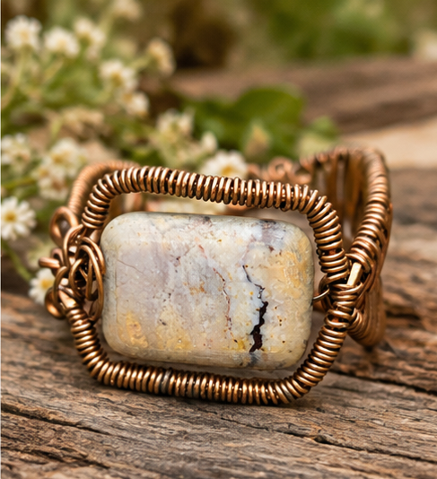 Maligano Jasper Copper Wirework Cuff