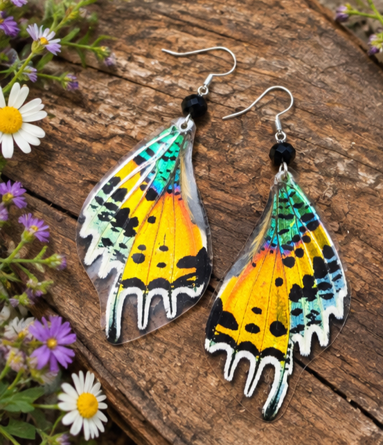 Madagascan Sunset Moth Faceted Glass Bead Earrings