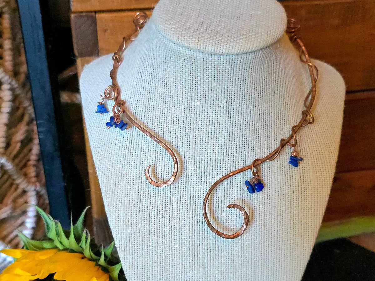 Lapis Lazuli Copper Torc Necklace