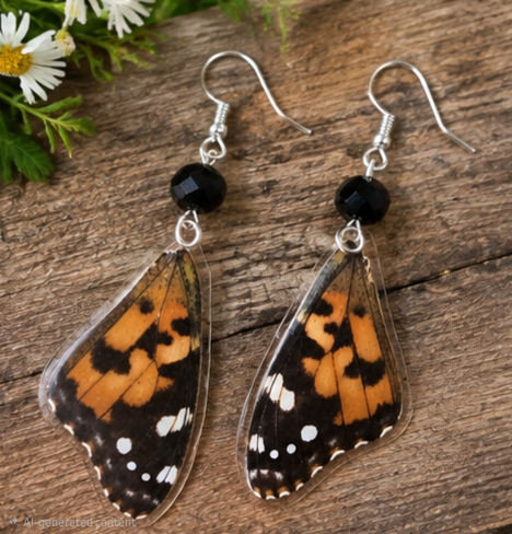 Painted Lady Butterfly Forewing Earrings