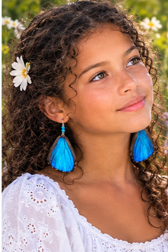 Morpho Menelaus Blue Hindwing Laminated Earrings