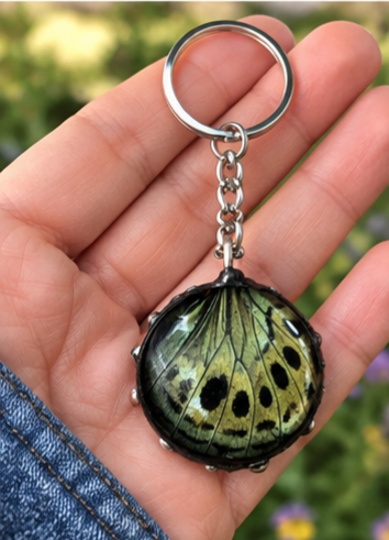 Leprieur’s Glory Butterfly Hindwing Round Glass Keychain