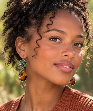 Madagascan Sunset Moth Double-Drop Glass Earrings