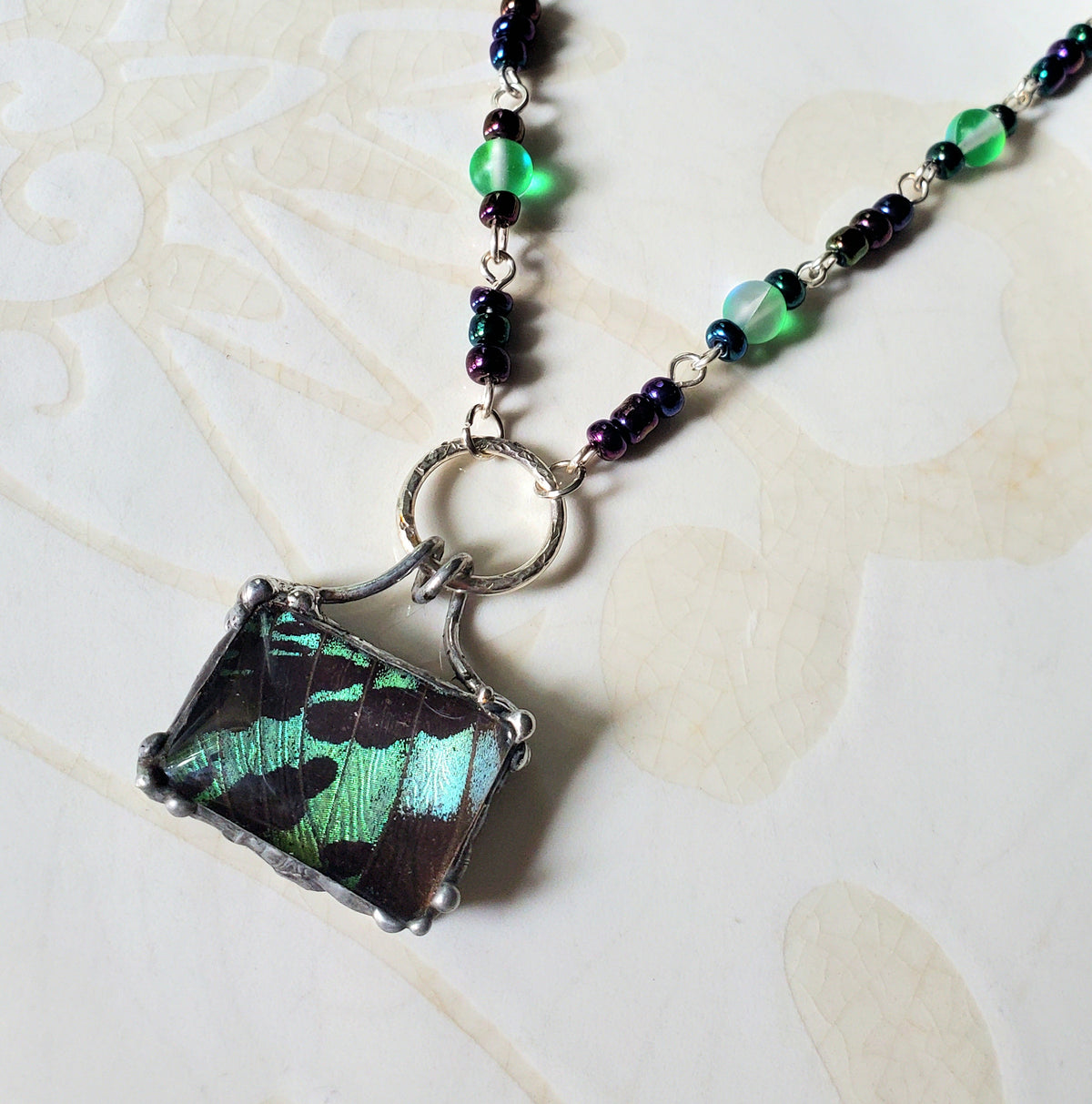 Madagascan Sunset Moth Beaded Necklace