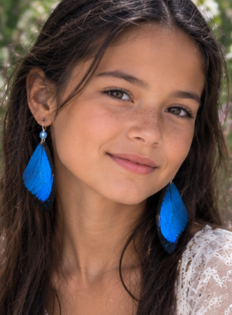 Morpho Menelaus Blue Forewing Laminated Butterfly Earrings