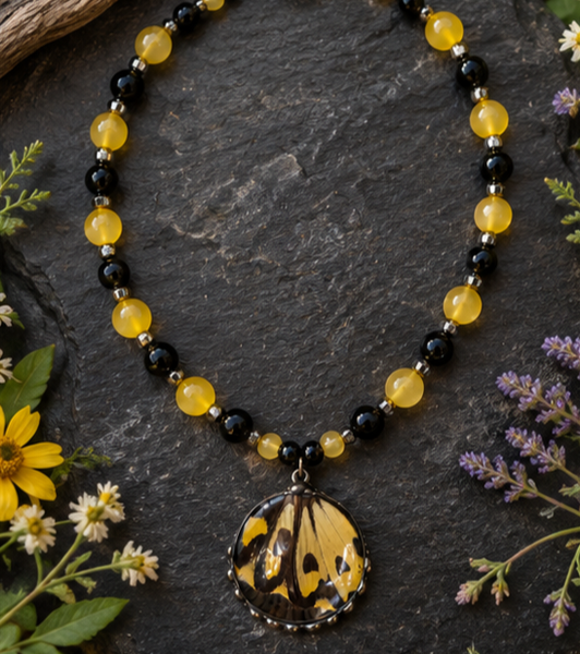 Rothschild’s Birdwing Butterfly Wing Beaded Nenklace