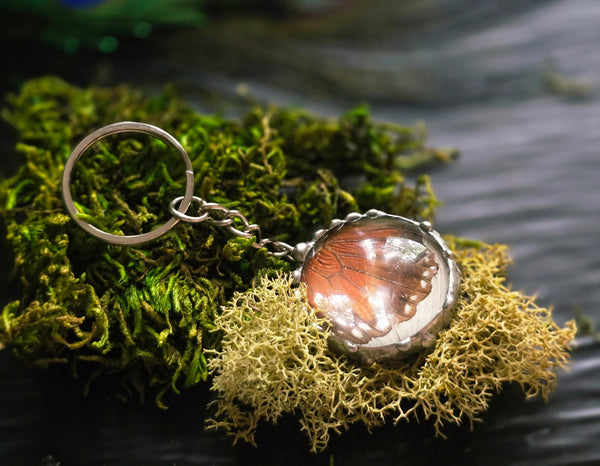 Queen Butterfly Wing 22 mm Stainless-Steel Keychain
