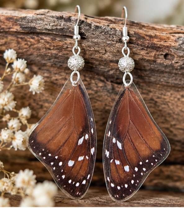 Queen Butterfly Real Wing Laminated Earrings