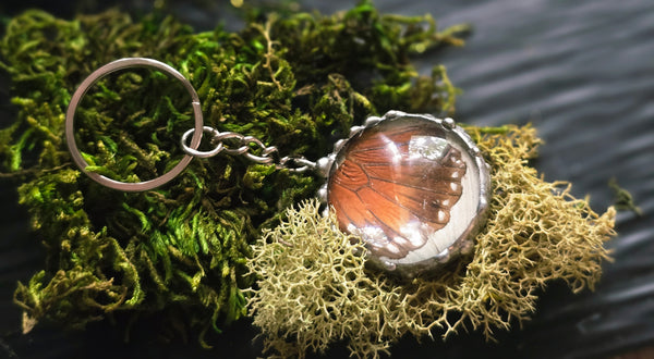 Queen Butterfly Wing 22 mm Stainless-Steel Keychain