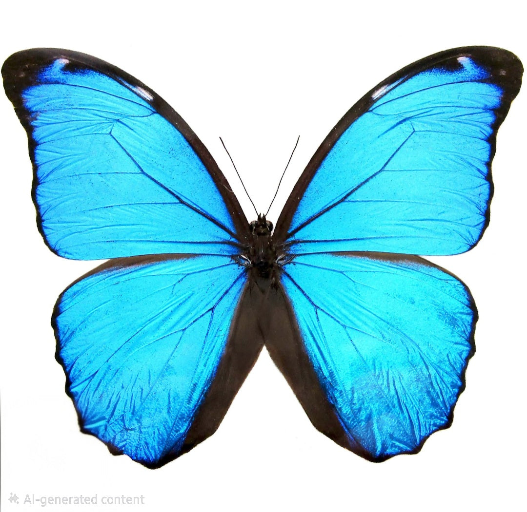 Blue Morpho Butterfly Wing Copper Scrollwork Torc Necklace