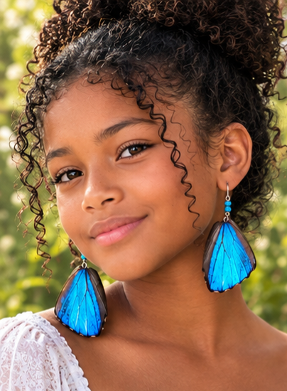 Morpho Menelaus Blue Hindwing Laminated Earrings