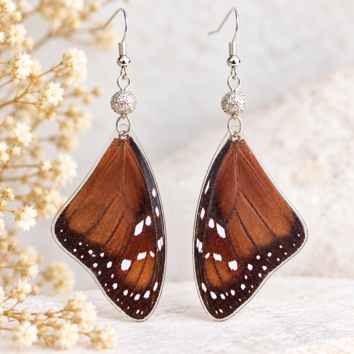 Queen Butterfly Real Wing Laminated Earrings
