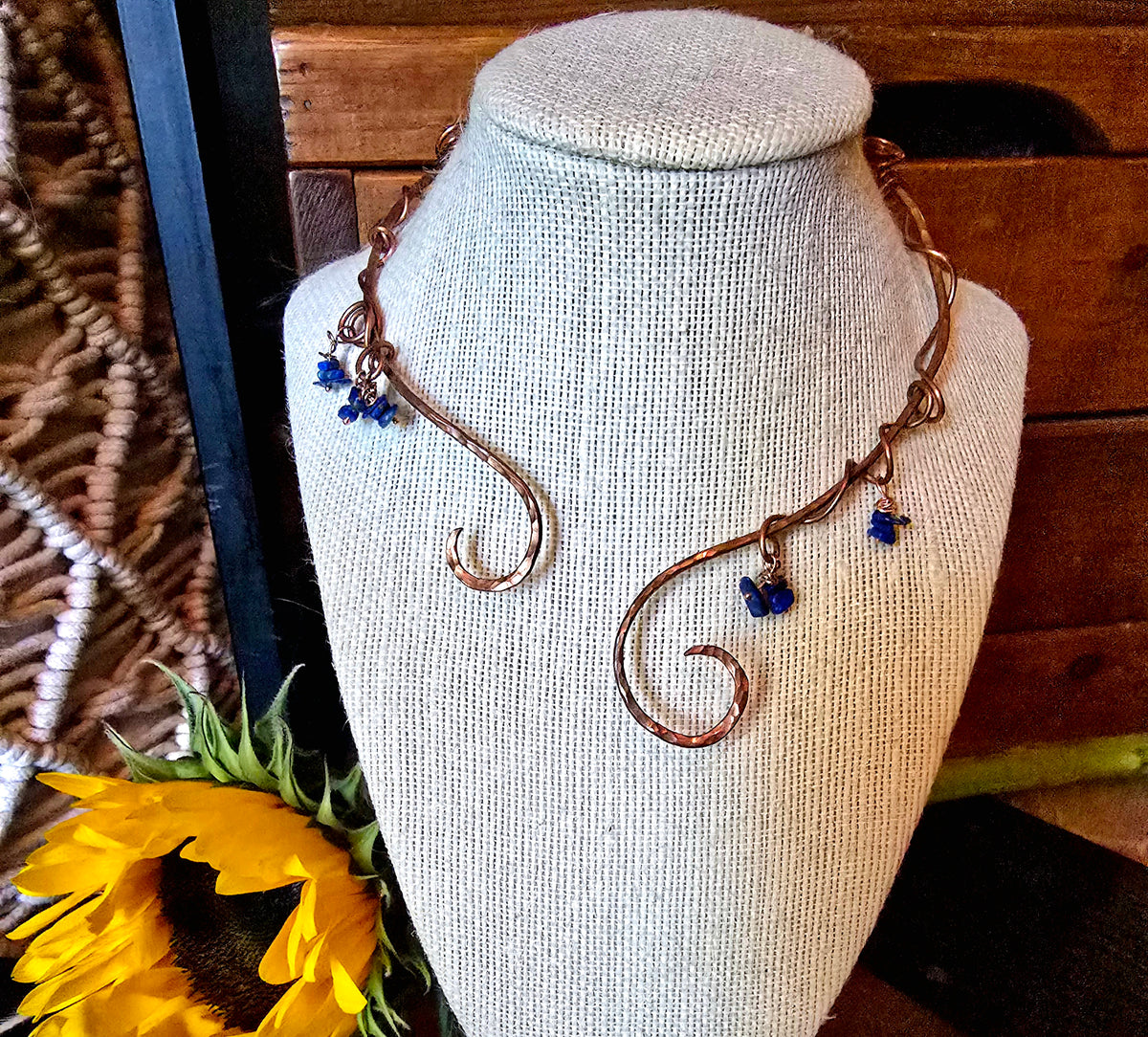 Lapis Lazuli Copper Torc Necklace