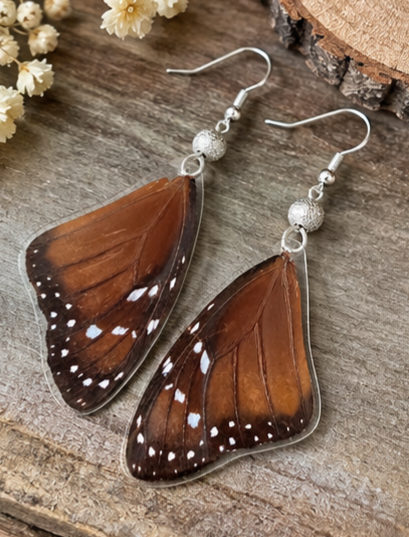 Queen Butterfly Real Wing Laminated Earrings
