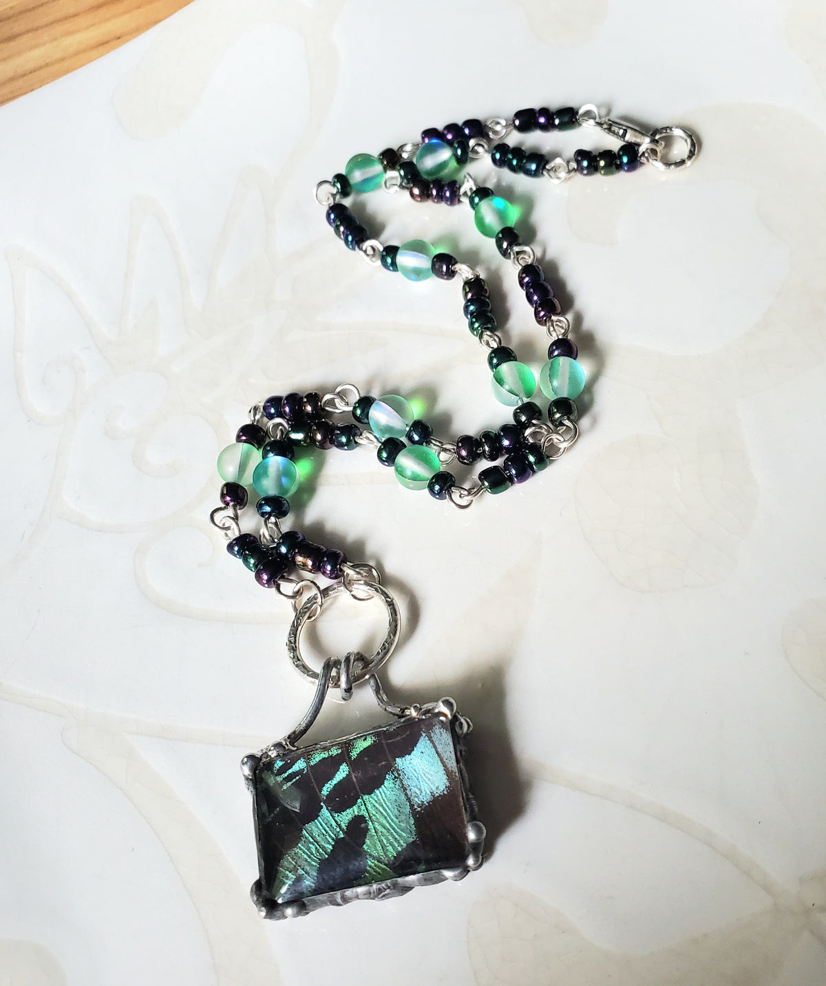 Madagascan Sunset Moth Beaded Necklace