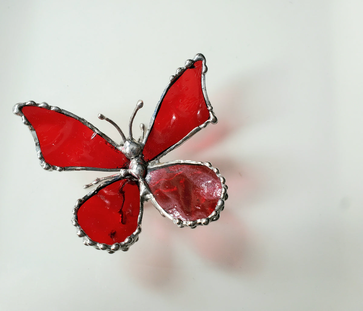 Red Stained-Glass Butterfly Figurine