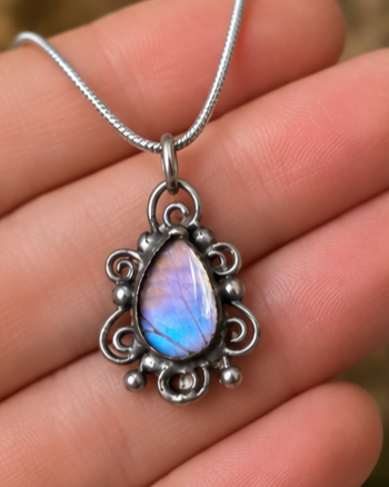 Morpho Sulkowskyi Butterfly Wing Filigree Teardrop Pendant