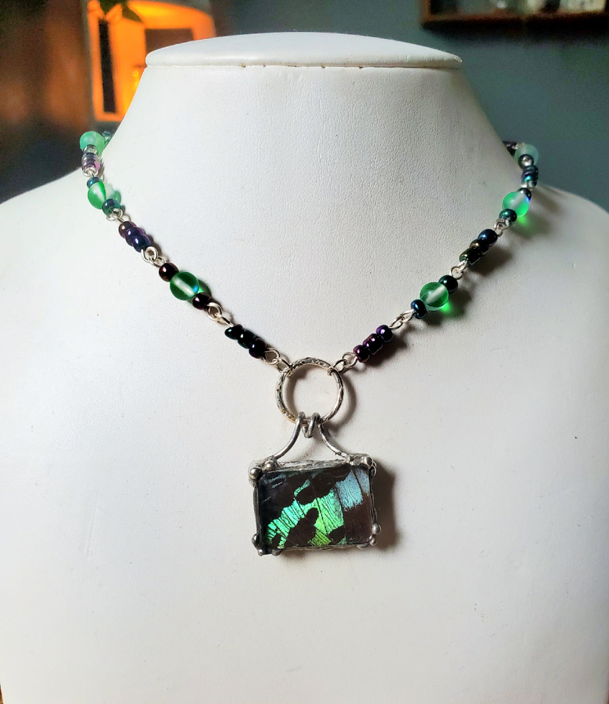 Madagascan Sunset Moth Beaded Necklace