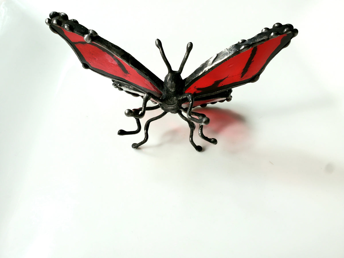 Red Stained-Glass Butterfly Figurine