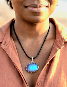 Blue Butterfly Oval Pendant, Oval Butterfly Wing Necklace, Blue Morpho Necklace