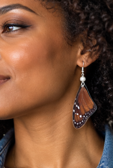 Queen Butterfly Real Wing Laminated Earrings