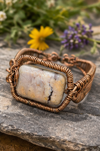 Maligano Jasper Copper Wirework Cuff