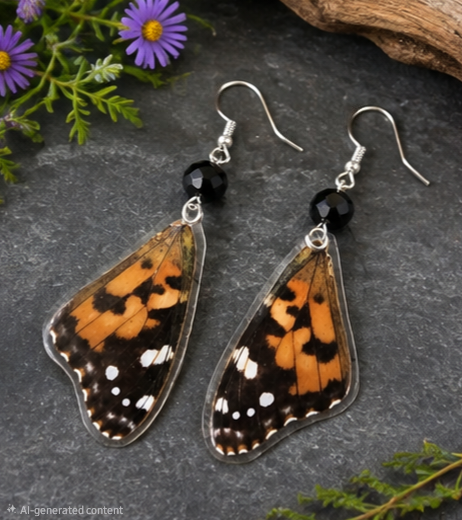 Painted Lady Butterfly Forewing Earrings