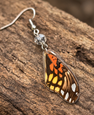 Mexican Silverspot Butterfly Forewing Laminated Earrings