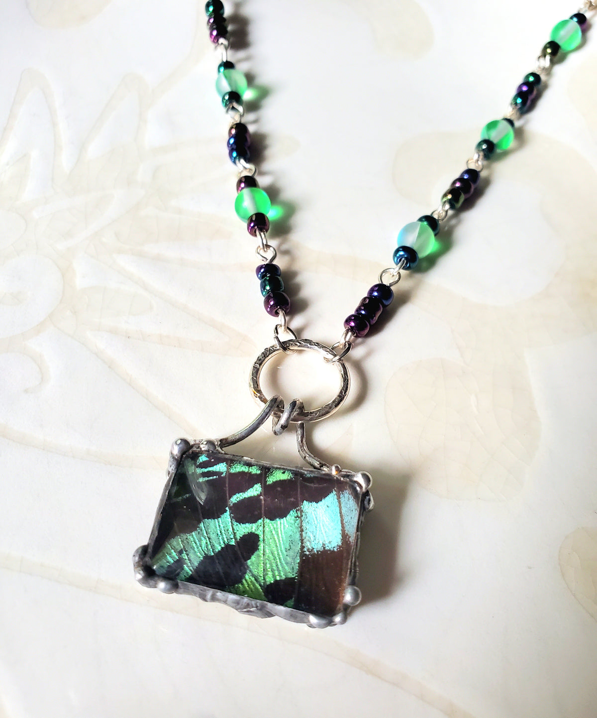 Madagascan Sunset Moth Beaded Necklace
