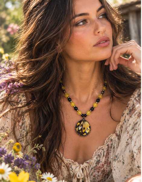 Rothschild’s Birdwing Butterfly Wing Beaded Nenklace