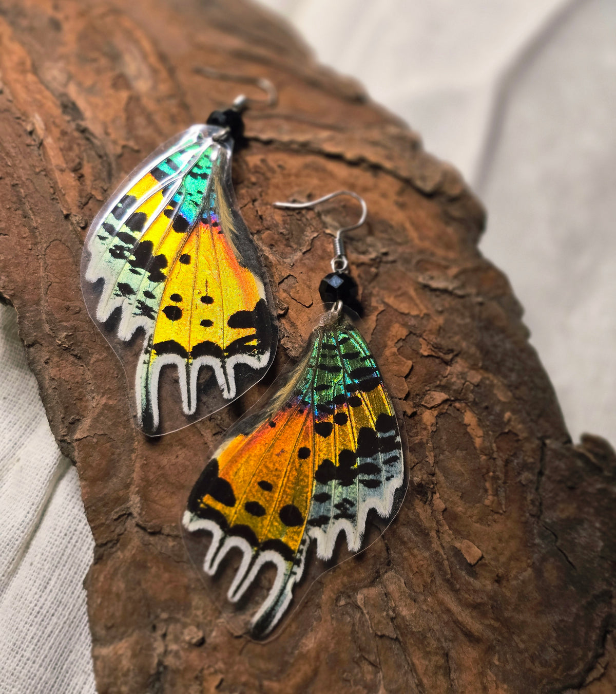 Madagascan Sunset Moth Faceted Glass Bead Earrings