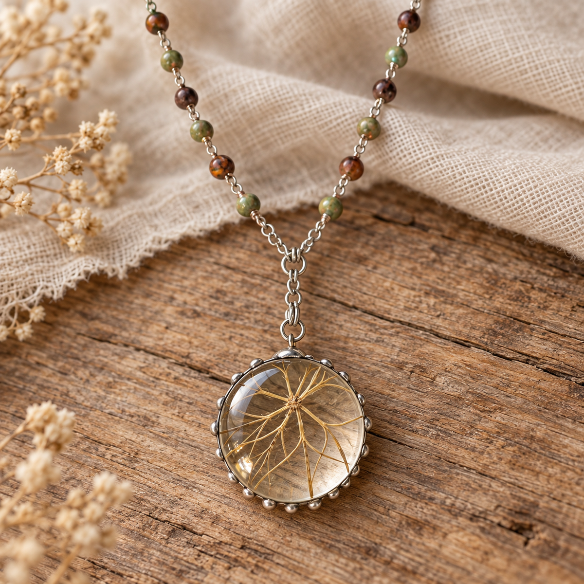 Queen Anne’s Lace Jasper and Jade Necklace