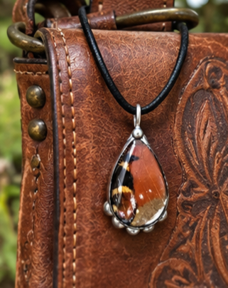 European Peacock Butterfly Wing Pendant