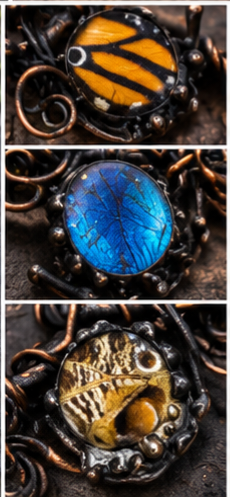 Three-Butterfly Copper Scrollwork Torc Necklace