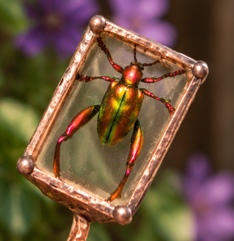 Frog-legged Leaf Beetle Copper & Glass Display