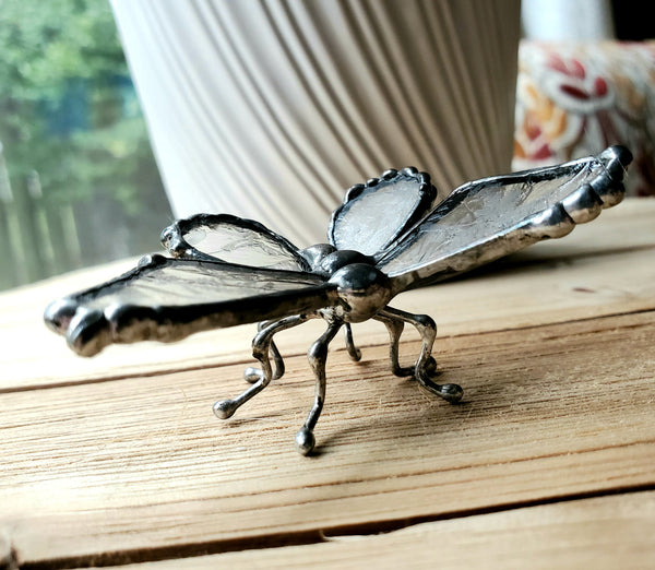 Frosted Antique Glass Butterfly Figurine